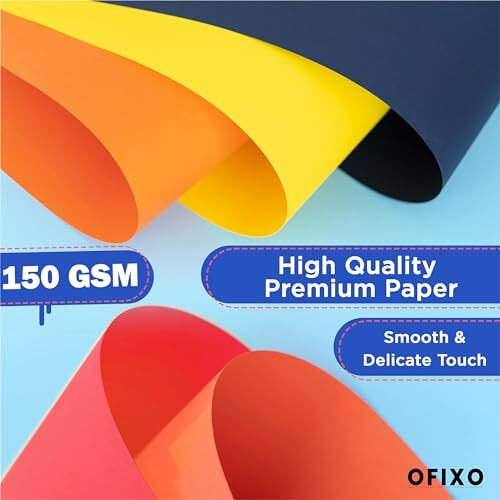 OFIXO 50 Pcs Color Sheets Copy Printing Papers/Art and Craft paper A4 Sheets Double Sided Colored Origami Folding Paper (150 GSM)__Pack of 2