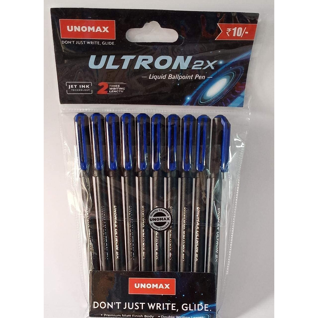 UNOMAX Ultron 2X Ball Pen - Set of 20 (Black) | Unleash the Art of Writing with Elegance | Matt Finish Body | 0.7mm Tip Size for Superior Precision | Jet Ink Technology for Effortless