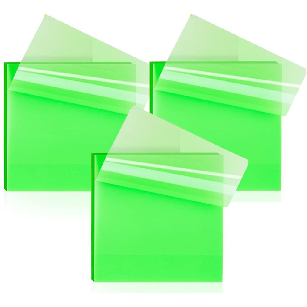 OFIXO Transparent (150 Pcs Green 3x3 Inch) Self-Adhesive Sticky Notes, OFIXO Clear See Through Post for Planner Office School College Teacher Student Supplies