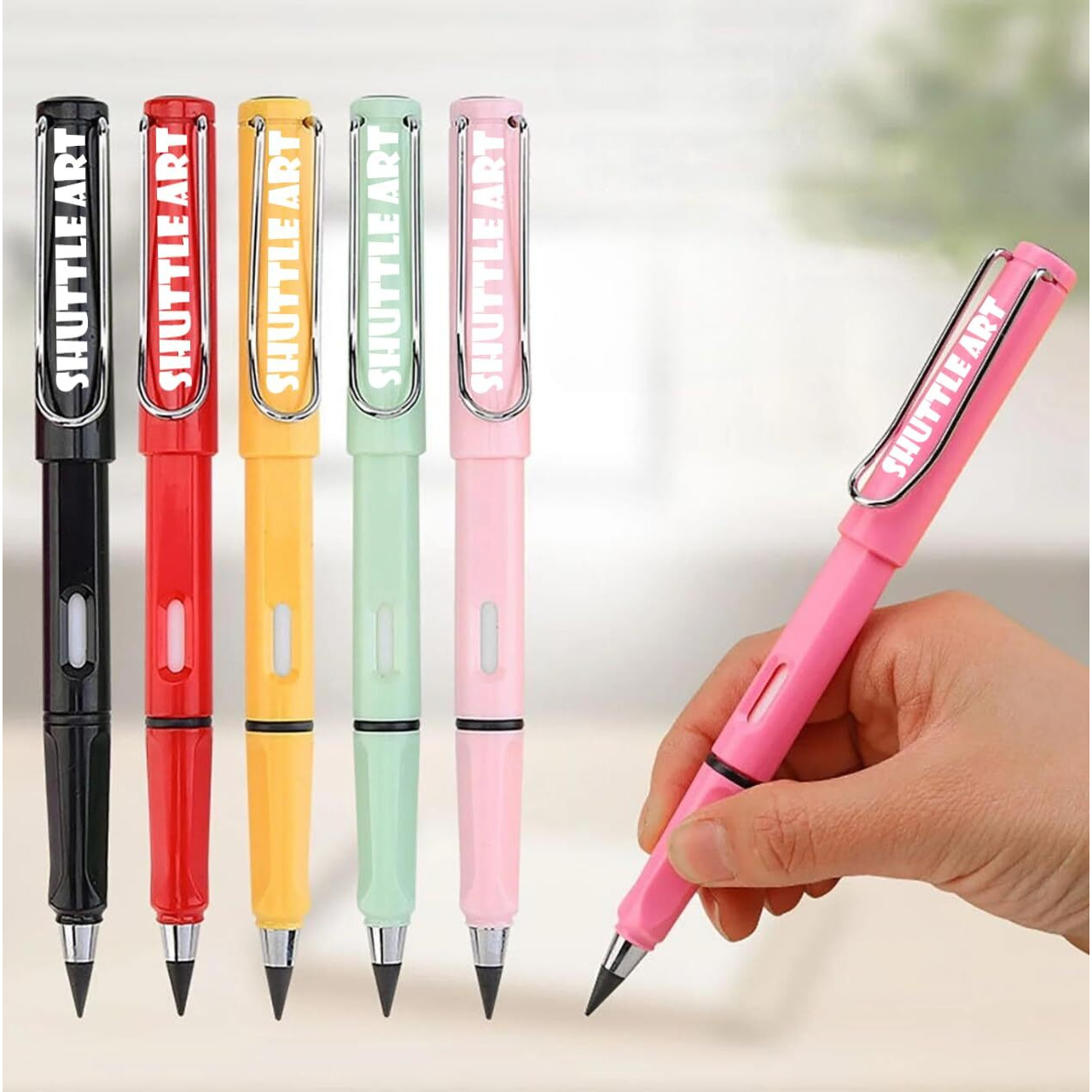 SHUTTLE ART 4PCS Inkless Pencil Inkless Magic Pencil with 4 Eraser Reusable Everlasting Pencil for Writing Drawing Students Home Office School Supplies Infinity Pencil