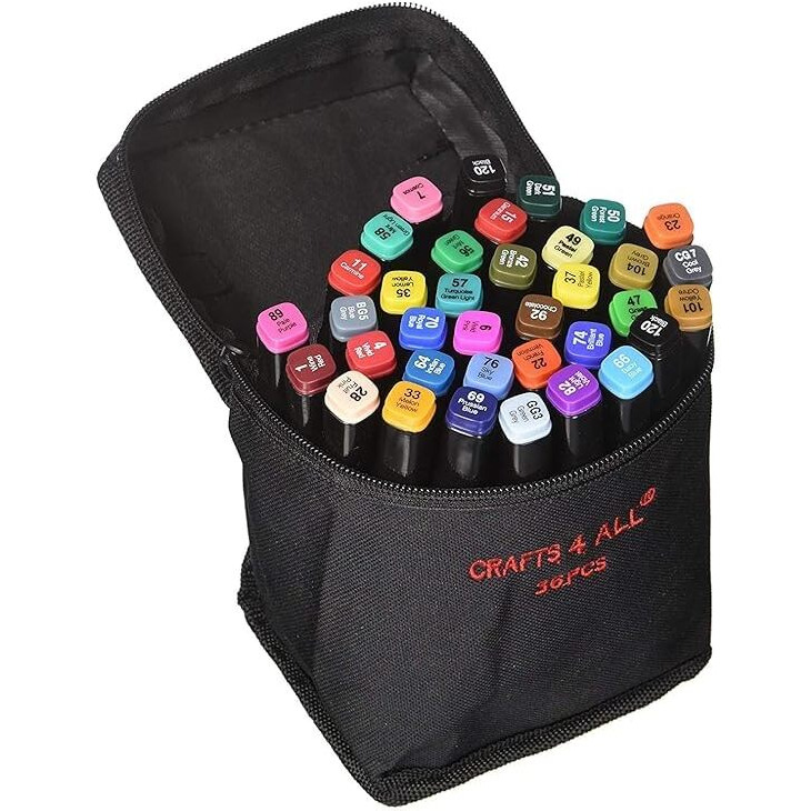 Crafts 4 ALL Fabric Markers Pens Permanent 12 Pack Dual Tip Minimal Bleed Rich Paint Color Pigment Fine Graffiti Fabric Pens, Child Safe & Non Toxic