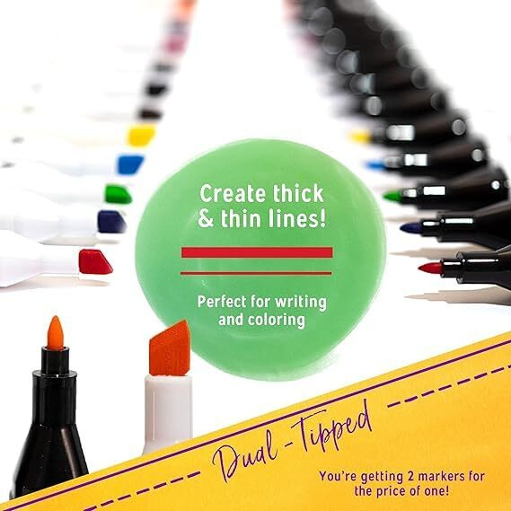 Crafts 4 ALL Fabric Markers Pens Permanent 12 Pack Dual Tip Minimal Bleed Rich Paint Color Pigment Fine Graffiti Fabric Pens, Child Safe & Non Toxic