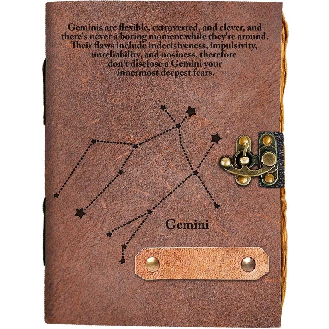 DI - KRAFT Leather Diary Vintage Pages Journal Diary for Personal Use and Office Use (7x5 Inch, Gemini)