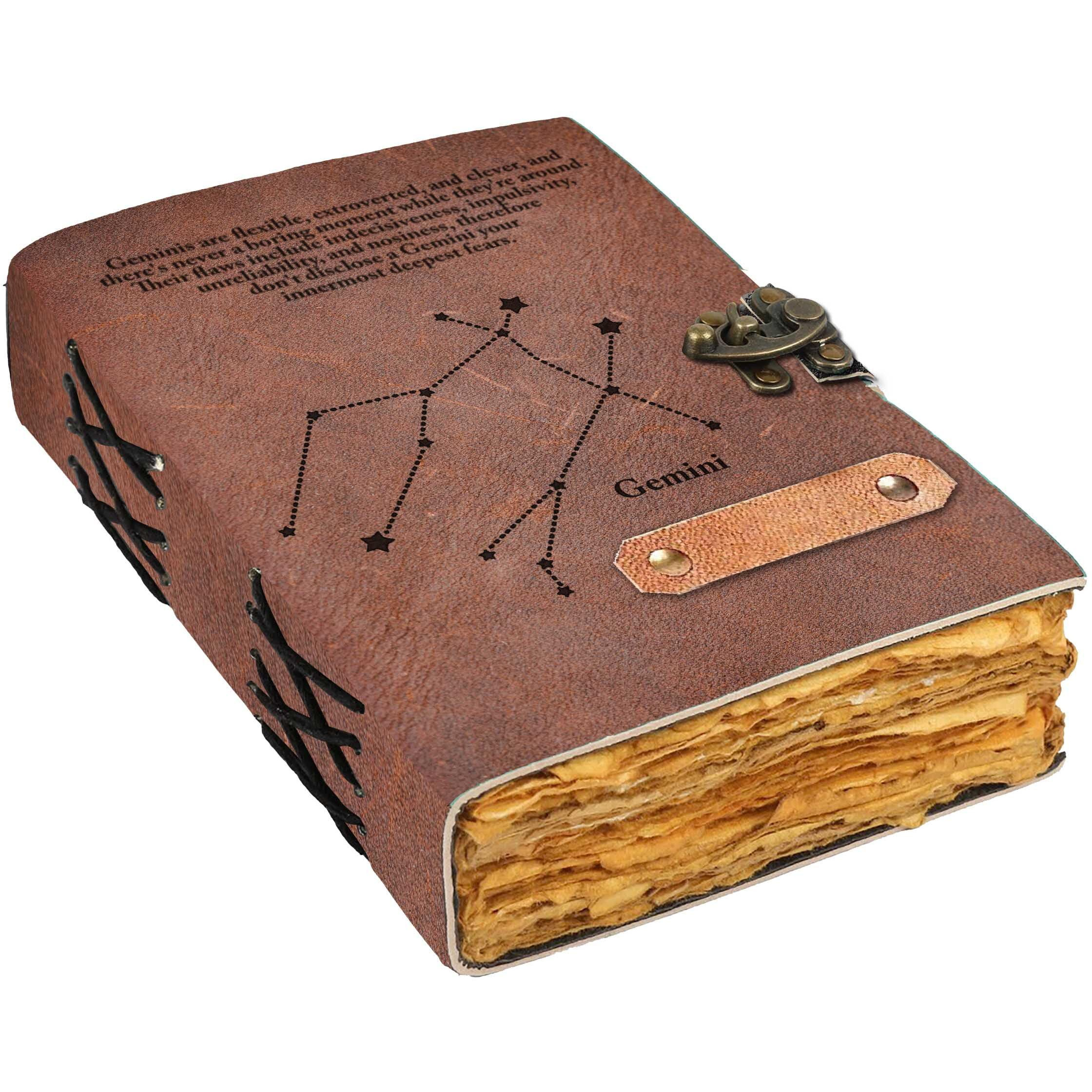 DI - KRAFT Leather Diary Vintage Pages Journal Diary for Personal Use and Office Use (7x5 Inch, Gemini)