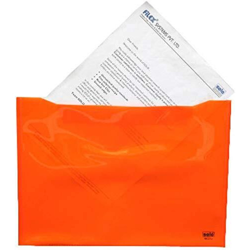 GreatDio Front and Back Double Pocket A4 Document File Document Bag,Document Folder Envelope Holder Storage Case, Snap Button Organizer, Plastic Container for Papers, Stationery-5 Pack