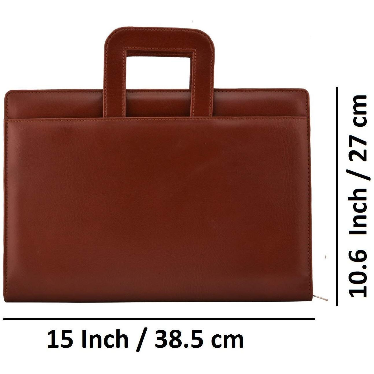 GreatDio Leatherette Material Professional File Folders for Certificates, Documents Holder with Adjustable Handles and 2 Rings and 20 Leafs. Size FS | ColorBrown