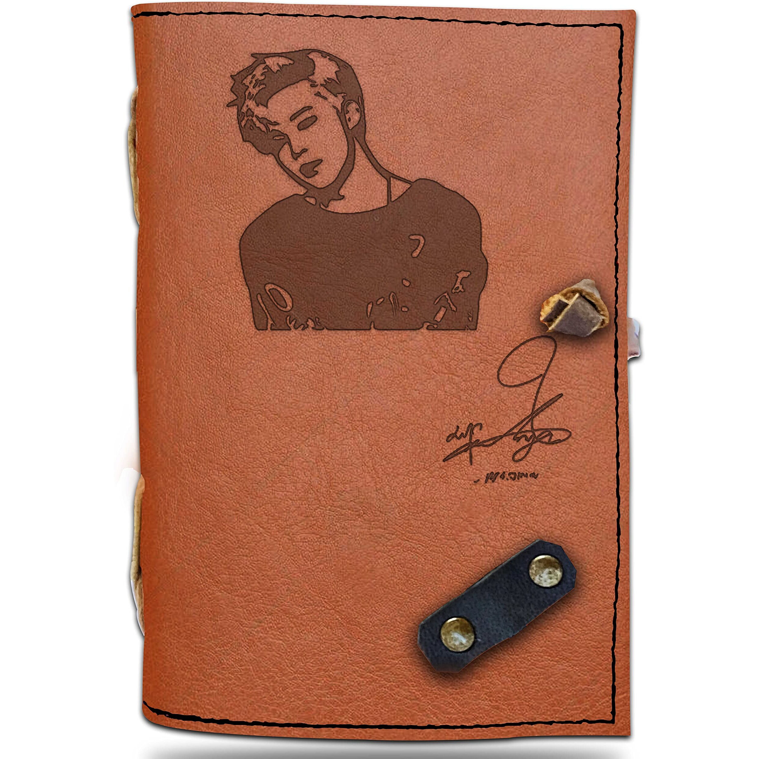 DI - KRAFT Handcrafted Belt Lock Journal Leather Diary with 200 Pages Unruled Handmade Paper Daily Planner Blank Page Diary