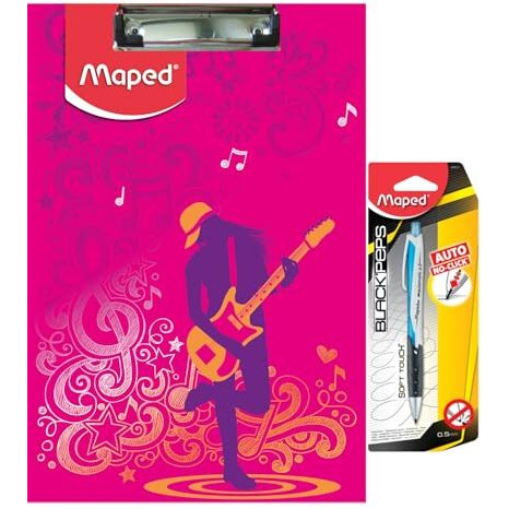 Maped Premium Exam kit - 2pc Set (Girly Theme) |Premium Clipboard and Automatic Mechanical Pencil|Pen Pencil|Exam Pad for Students|Ideal for School Students | Essential Exam Kit| Automatic Pencil