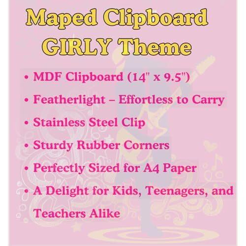 Maped Premium Exam kit - 2pc Set (Girly Theme) |Premium Clipboard and Automatic Mechanical Pencil|Pen Pencil|Exam Pad for Students|Ideal for School Students | Essential Exam Kit| Automatic Pencil