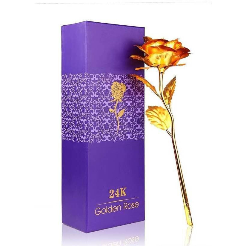 OFIXO Valentines Day Friendship's Day Special with Beautiful Gift Box and Carry Bag, Golden Rose (30x9x9cm)