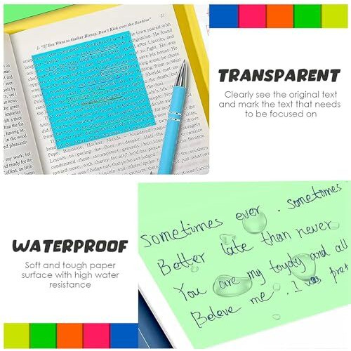 OFIXO (Green) Transparent Sticky Note Pads - 200 Pcs Waterproof Self-Adhesive PadOFIXO Sticky Notes Suitable for ReadingStudying HomeOfficeSchoolSticks SecurelyRemoves Cleanly (3x3in)