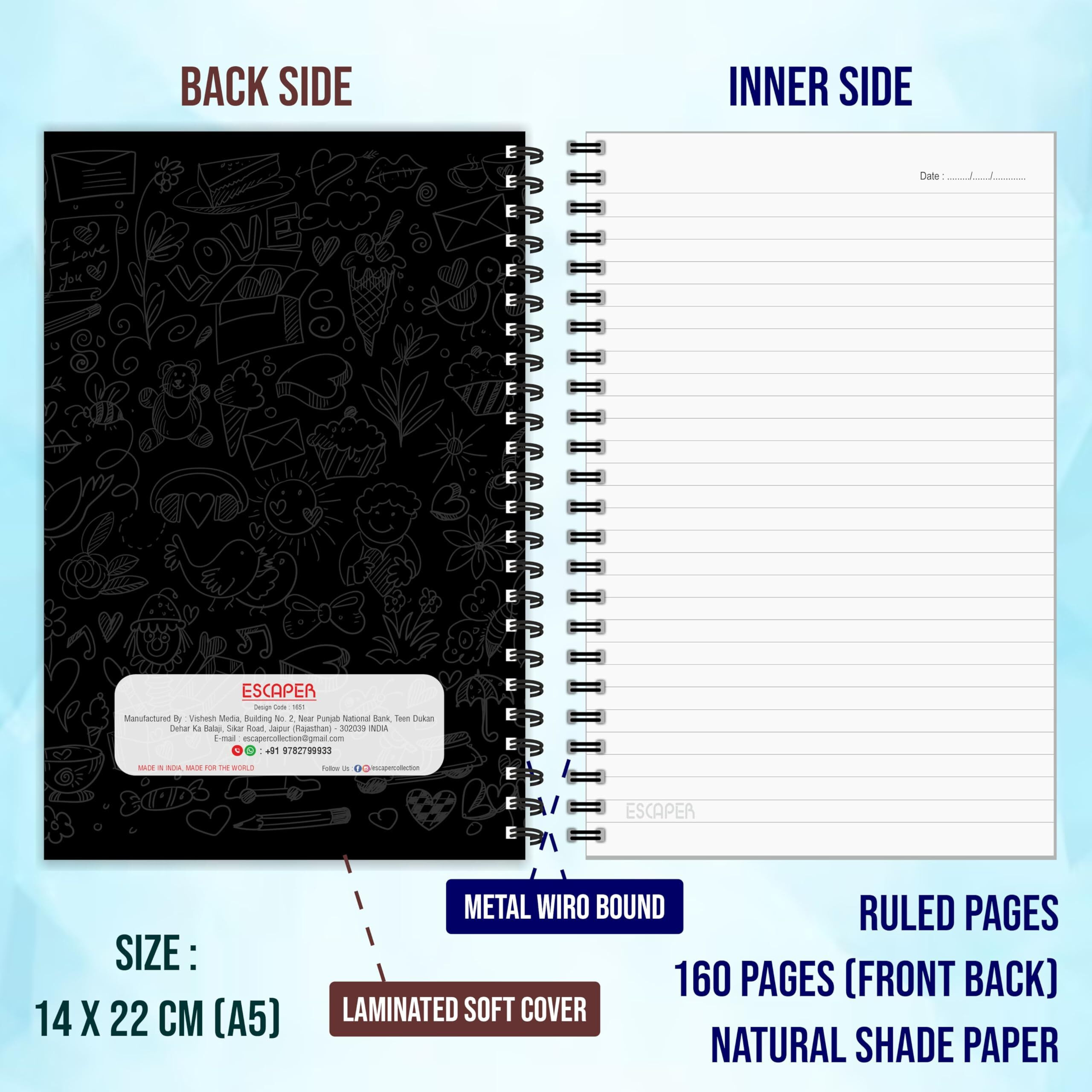 ESCAPER Stay Wild Motivational Diary (A5 Size - Ruled 160 Pages) (Think Positive)
