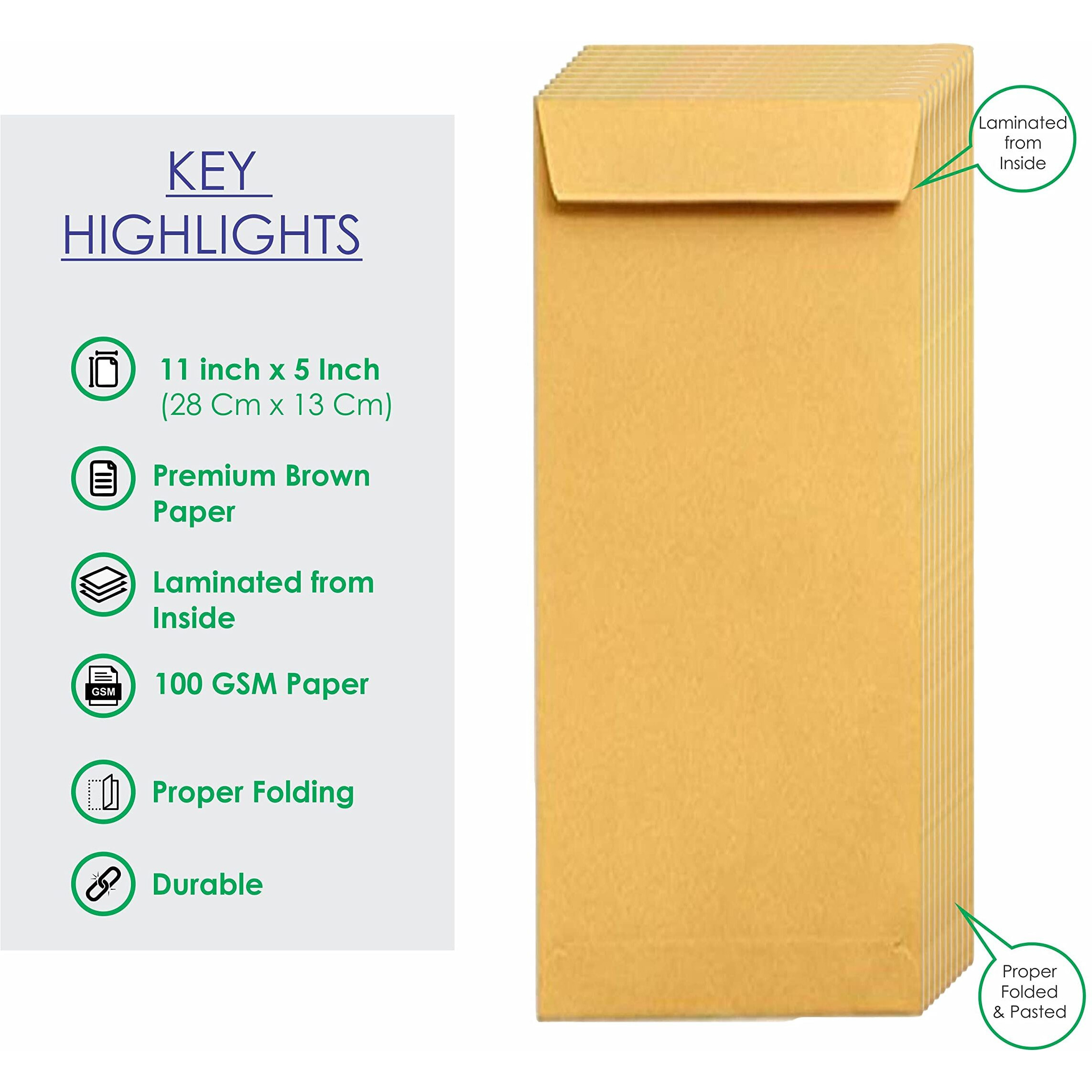 ESCAPER Envelopes for Letters, Envelopes for Courier, Envelopes for Office (200 Qty, Yellow Laminated (11 x 5 inch))