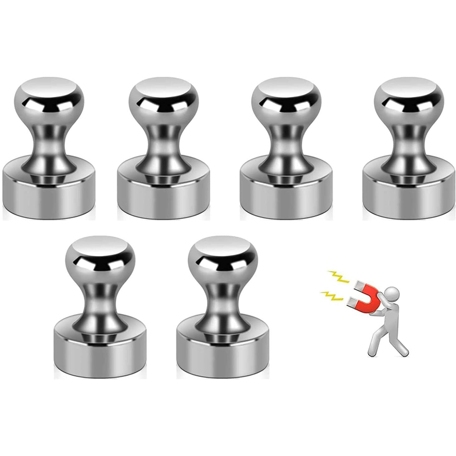 SHUTTLE ART 6 pcs Fridge Magnets, Magnetic Push Pins, Push Pins Magnets for Whiteboard, Neodymium Magnet Pins, Magnetic Thumb Tacks, Whiteboard Magnets, Strong Magnets,Office Magnets