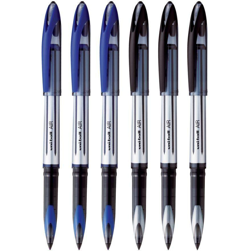 uni-ball Air UBA 188 L 0.7mm Roller Ball Pen Combo | Blue & Black Ink, Pack of 6
