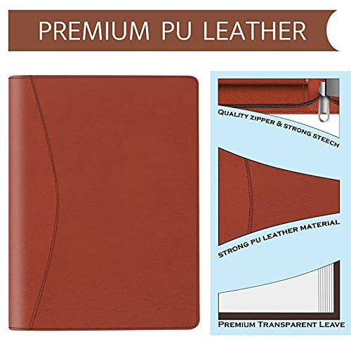 WHNOATOC Multipurpose Leatherette Professional File Folders for Certificates, Documents Holder, Document Bag, Portfolio, Executive File Legal Size Documents Holder with 20 Leafs for Men and Women,File