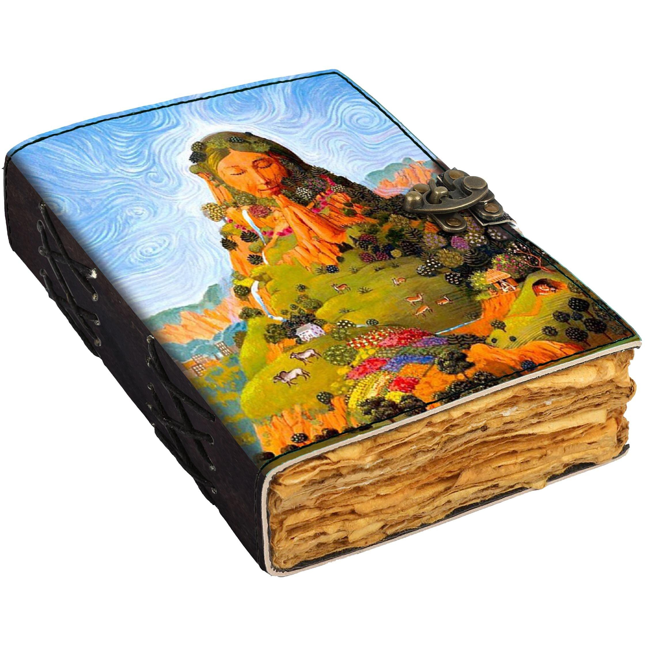 DI - KRAFT Leather Goddess Earth Printed Diary Vintage Old Pages Diary for Office & Personal Use (7 x 5 Inch)