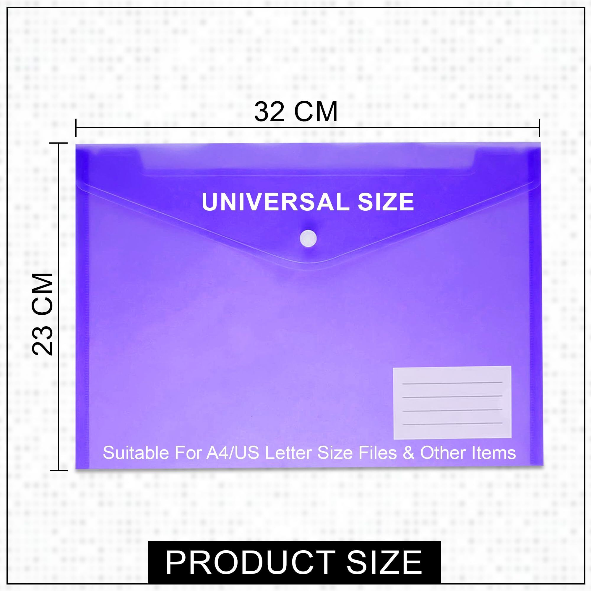 GLUN Horizontal File Folder, Side Opening Valcro File Folder, Pack of 6 Colored Poly-Plastic A4 & Legal Size Document Folder for Certificates File Storage Bag with Snap Button