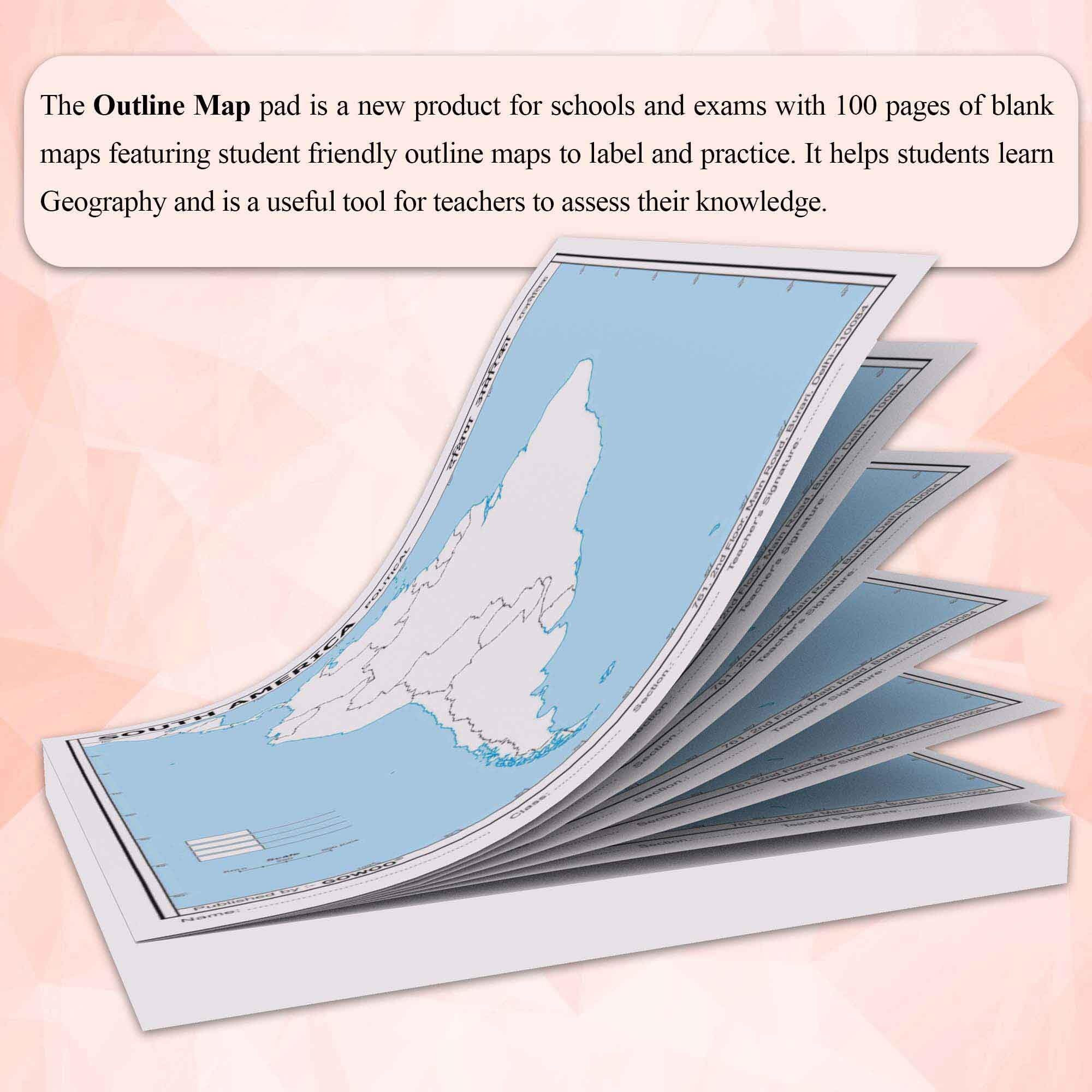 SMALL - 100 SOUTH AMERICA POLITICAL OUTLINE MAP FOR SCHOOL and 2 IN 1 WORLD POLITICAL AND PHYSICAL Chart IN HINDI | Combo of 2