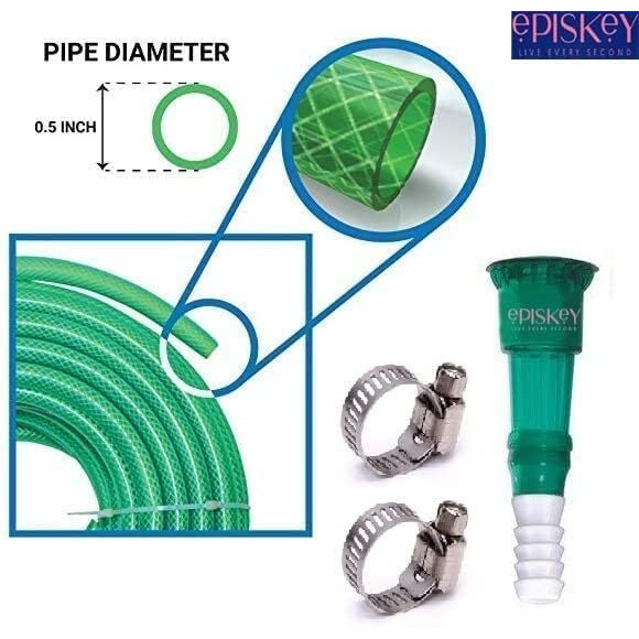 EPISKEY Heavy Duty Expandable Garden Hose Flexible Water Pipe with Double Latex Core Stainless Metal Nozzle Water Spray Gun Braided Outer Layer Small No Kink Hose (Multicoloured) (15 Meter)