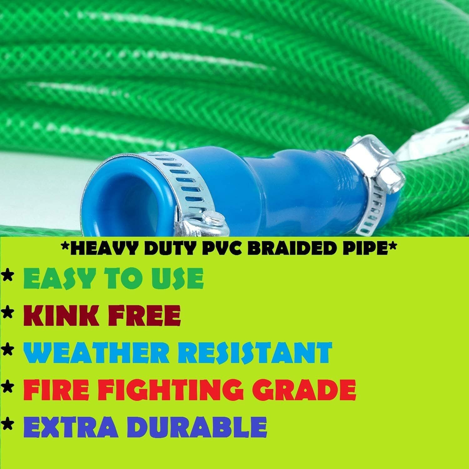 EPISKEY Heavy Duty Expandable Garden Hose - Flexible Water Pipe with Double Latex Core 7 Pattern Spray Gun, Braided Outer Layer - Small No Kink Hose (Size  1/2 inch Length 10 Meters)(Multicoloured)