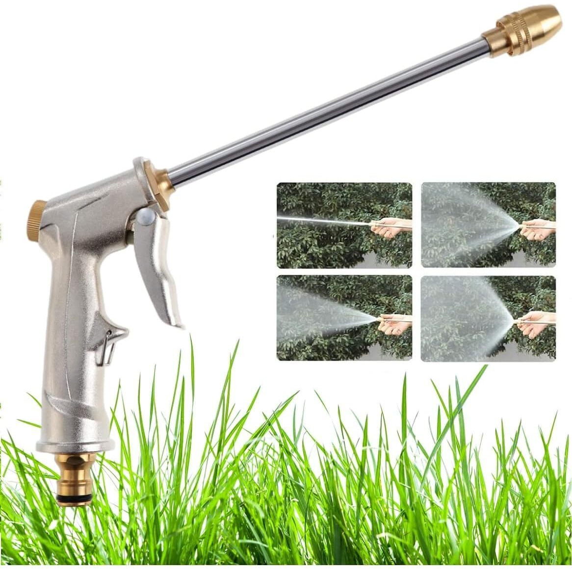Finaxo Metal copper High Pressure Water Hose Nozzle Sprayer Gun,Garden Hose Nozzle, Head Fits all 3/4Garden Hose Thread,for Washing Cars, Lawn,Watering Plants, Outdoor Fun & Showering Pets,Cleaning