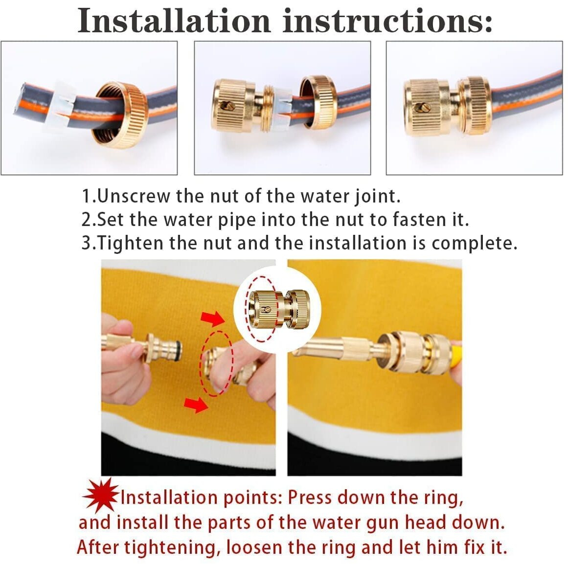BUYERZONE High Pressure Brass Water Spray Nozzle Gun for Car,Bike,Gardenening,Plants | Car Washer & Water Hose Nozzle Pipe Connector Outdoor, Jet Sprayer Metal Trigger Gun for Pressure Washer Booster