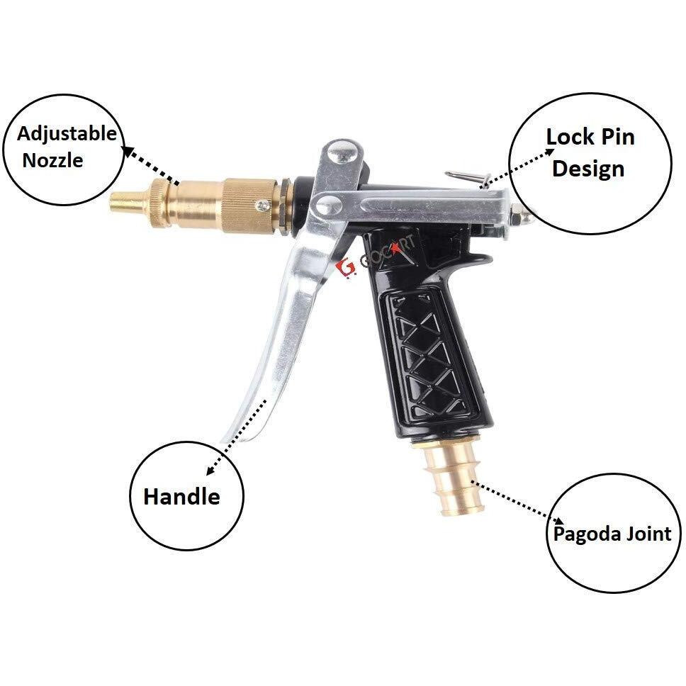 Aepigo High Pressure Brass Hose Nozzle Adjustable Water Spray Gun for car Motorbike and Any Vehicle Cleaning Spray Gun for Plant Watering, Car Washing, Lawn, Gardening