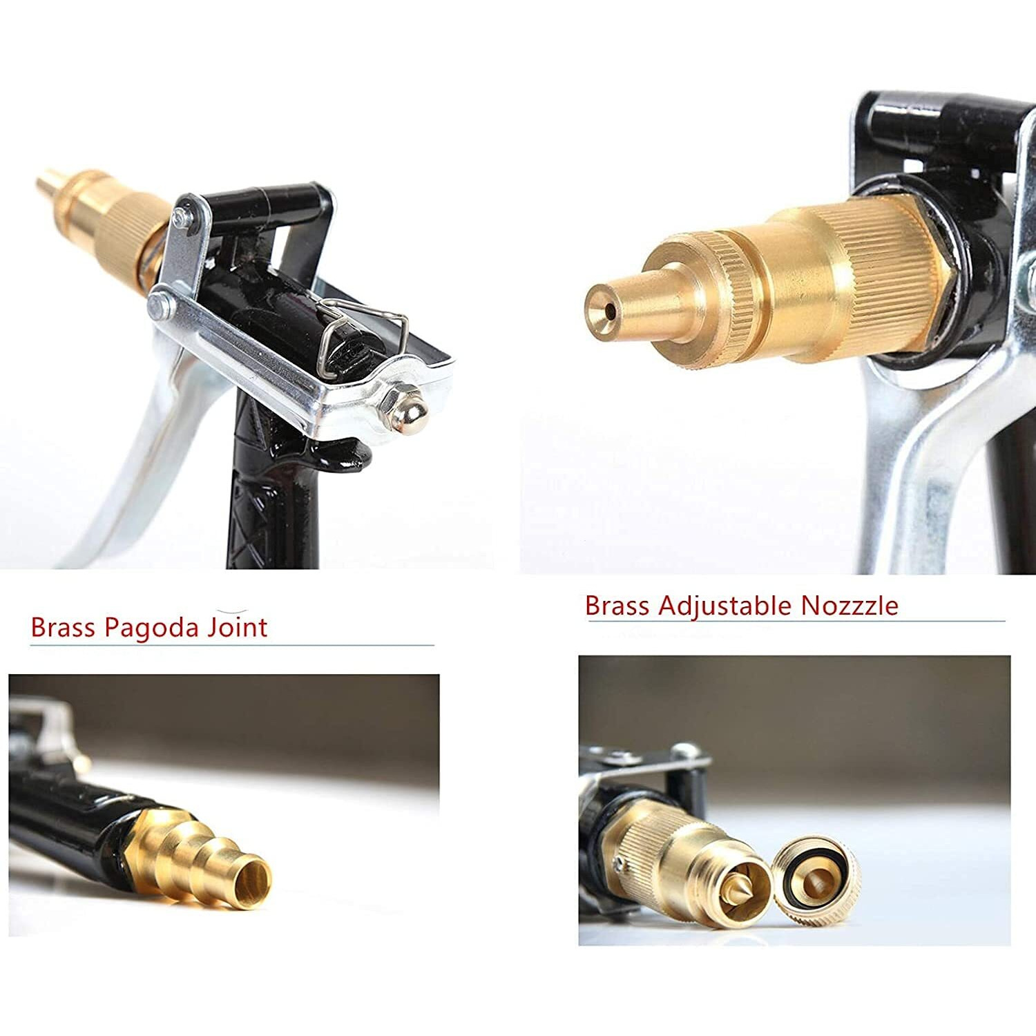 Aepigo High Pressure Brass Hose Nozzle Adjustable Water Spray Gun for car Motorbike and Any Vehicle Cleaning Spray Gun for Plant Watering, Car Washing, Lawn, Gardening
