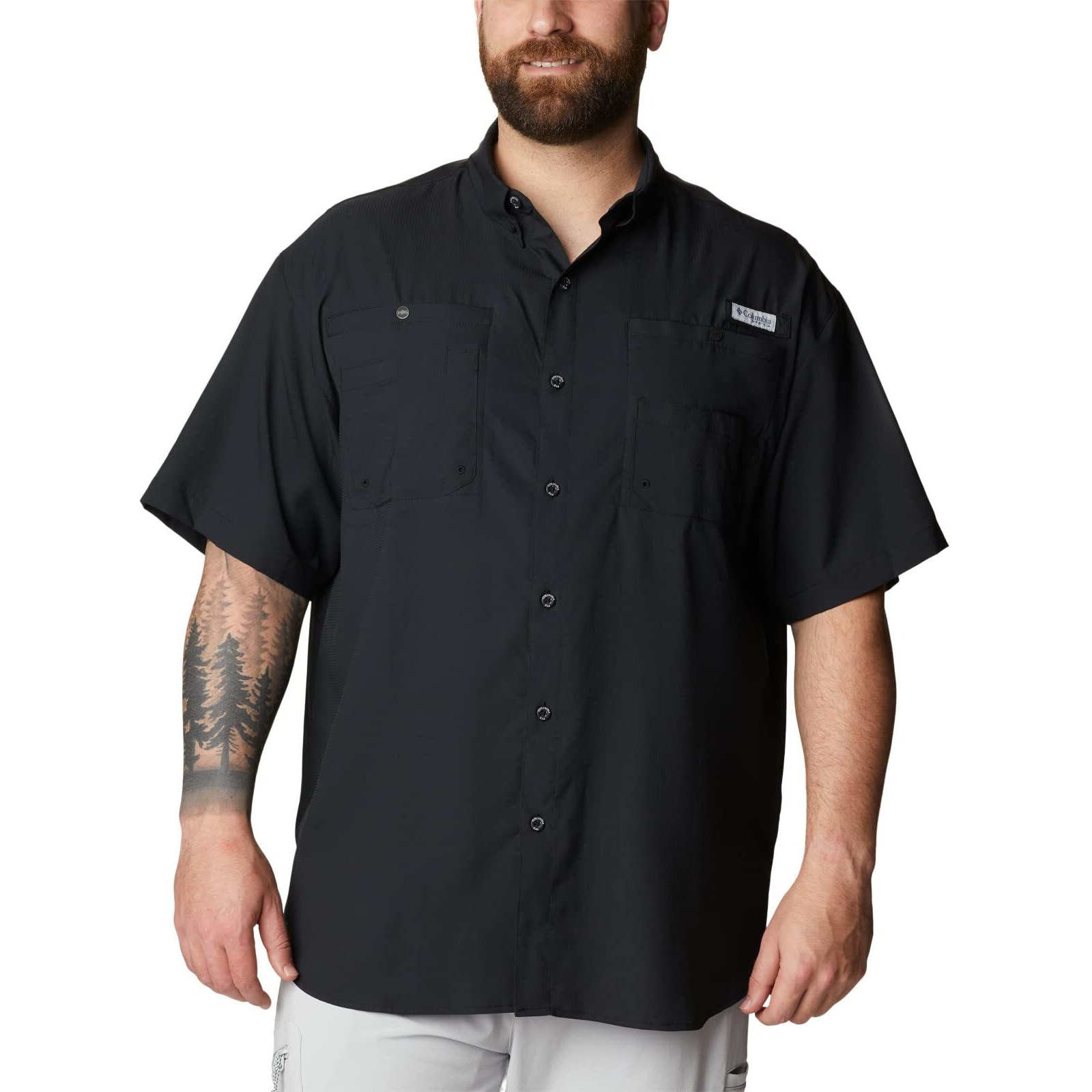 Columbia Mens Tamiami II Short Sleeve Shirt, Black, S