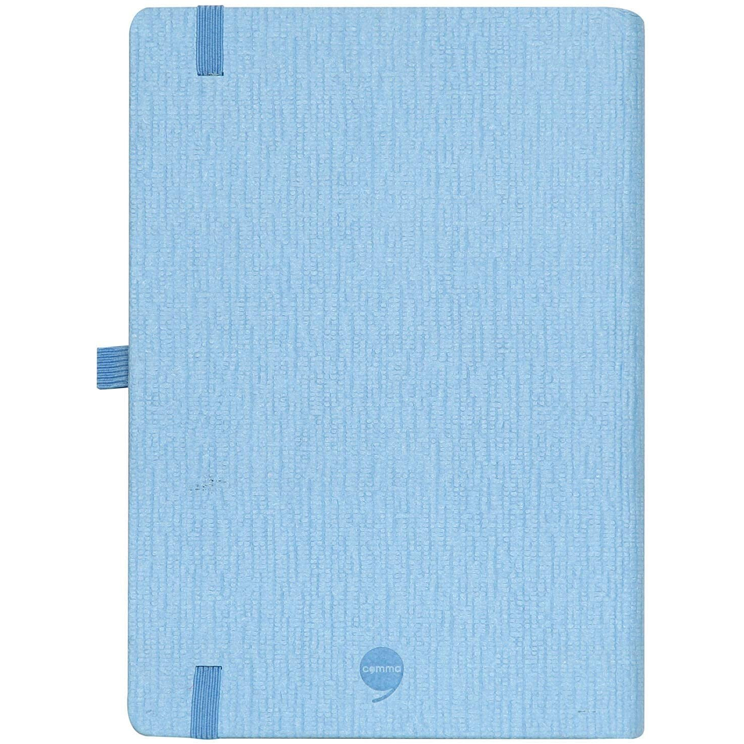 COMMA Abaca  A5 Size  Hard Bound Notebook with Elastic Band Closure & Pen Loop  192 Pages  80gsm Natural Shade Paper  Textured Cover Material  (Sky Blue)