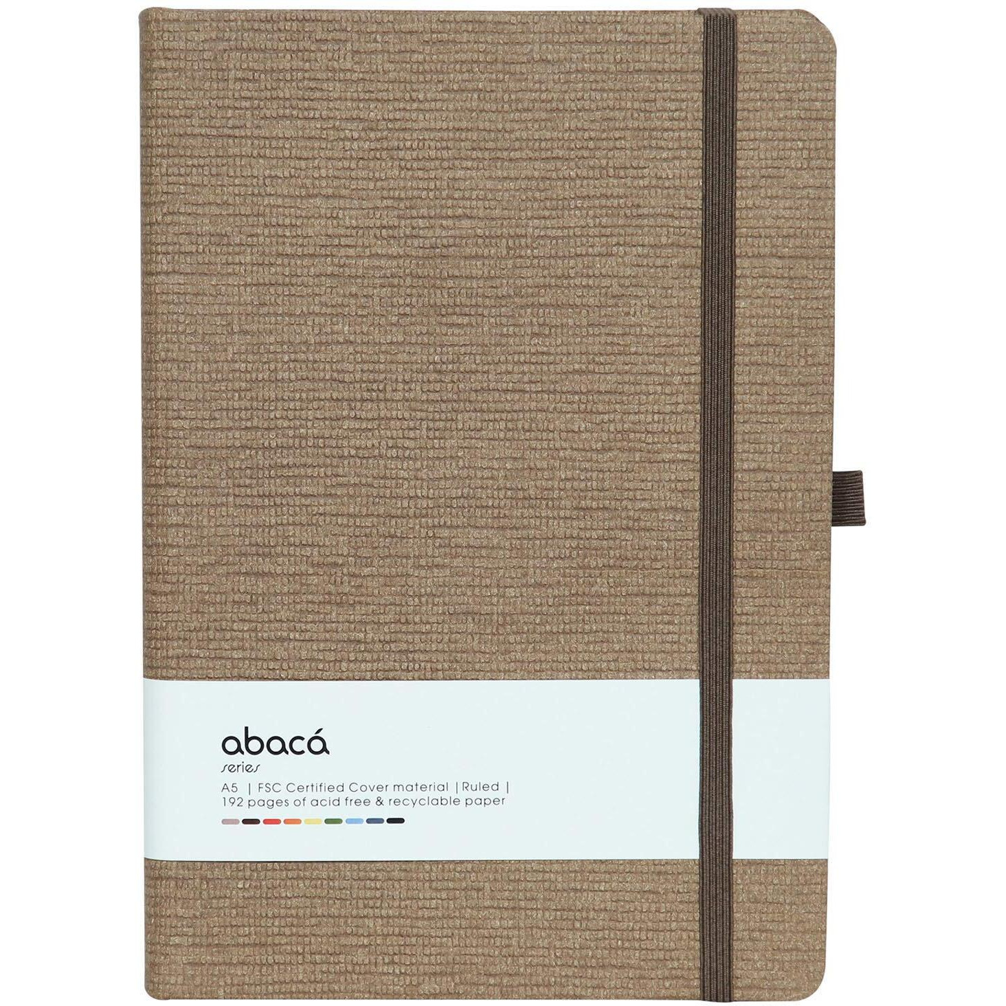 COMMA Abaca  A5 Size  Hard Bound Notebook with Elastic Band Closure & Pen Loop  192 Pages  80gsm Natural Shade Paper  Textured Cover Material  (Walnut Brown)