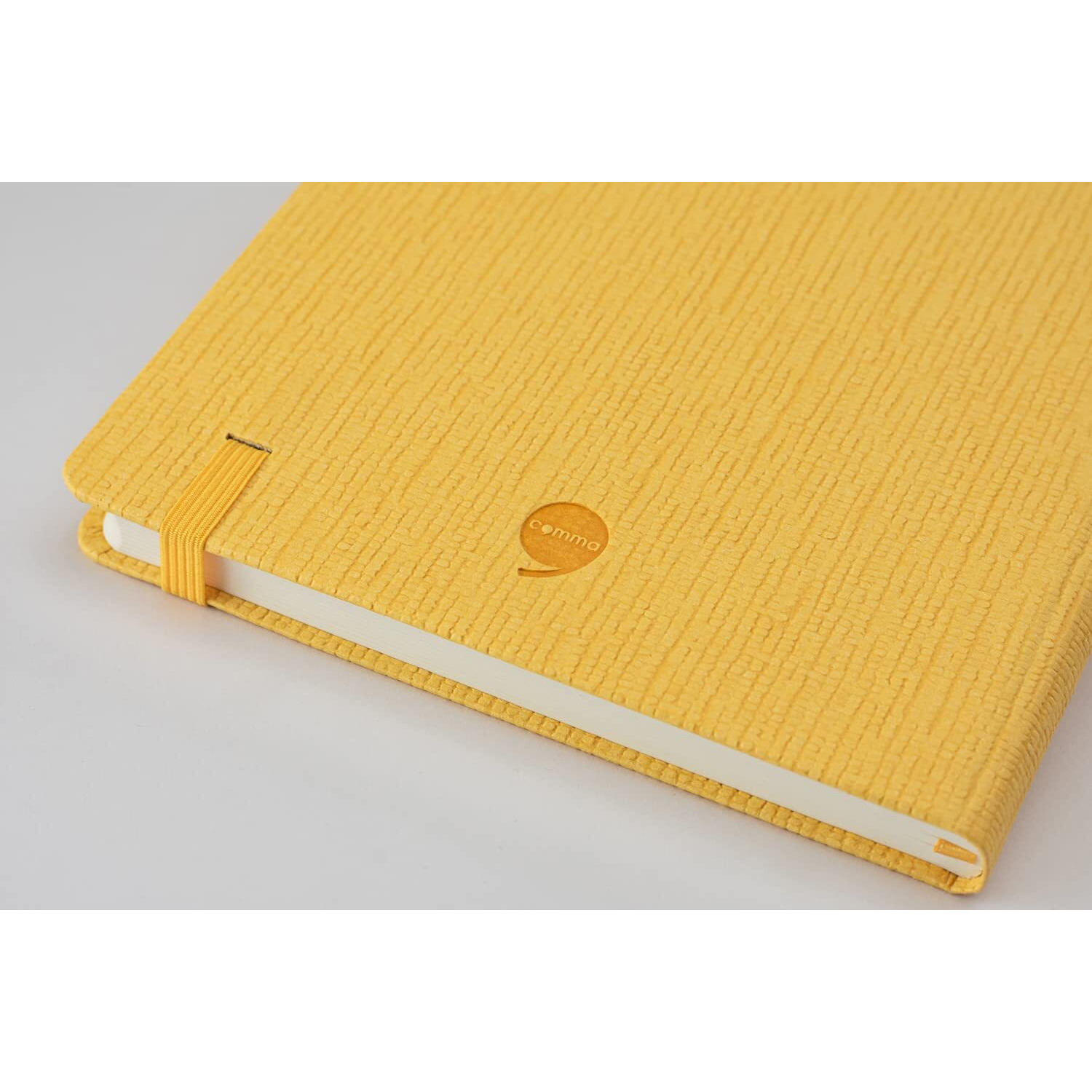 COMMA Abaca  A5 Size  Hard Bound Notebook with Elastic Band Closure & Pen Loop  192 Pages  80gsm Natural Shade Paper  Textured Cover Material  (Yellow)