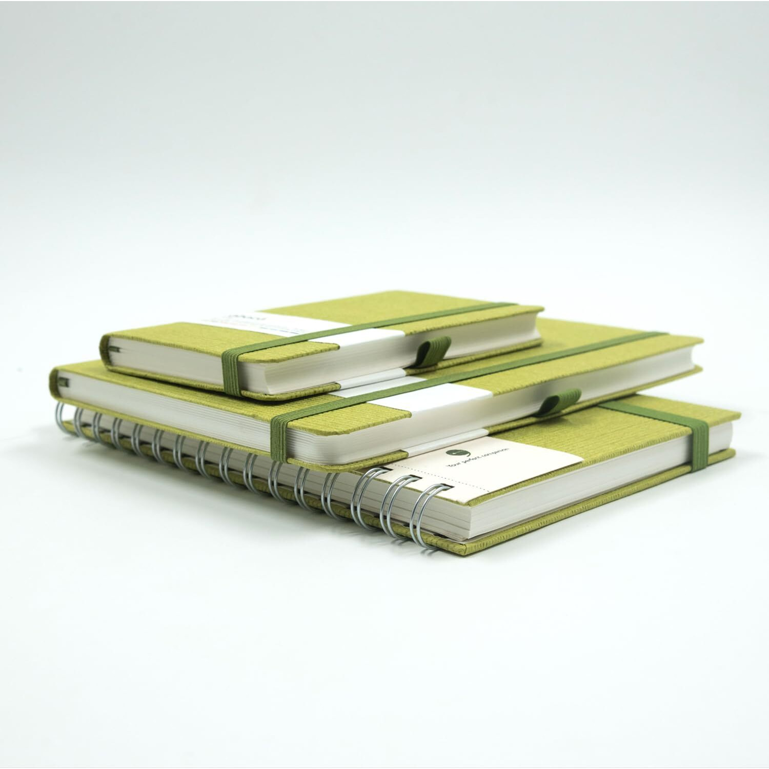 COMMA Abaca Combo | A5 Size Hard Bound, A5 Size Wire-O-Bound Notebook and A6 Size Pocket Notebook | 192 Pages ( A5 HB & A6 HB ) and 200 Pages (A5 WB) | 80gsm Natural Shade Paper | Textured Cover Material - (Green)