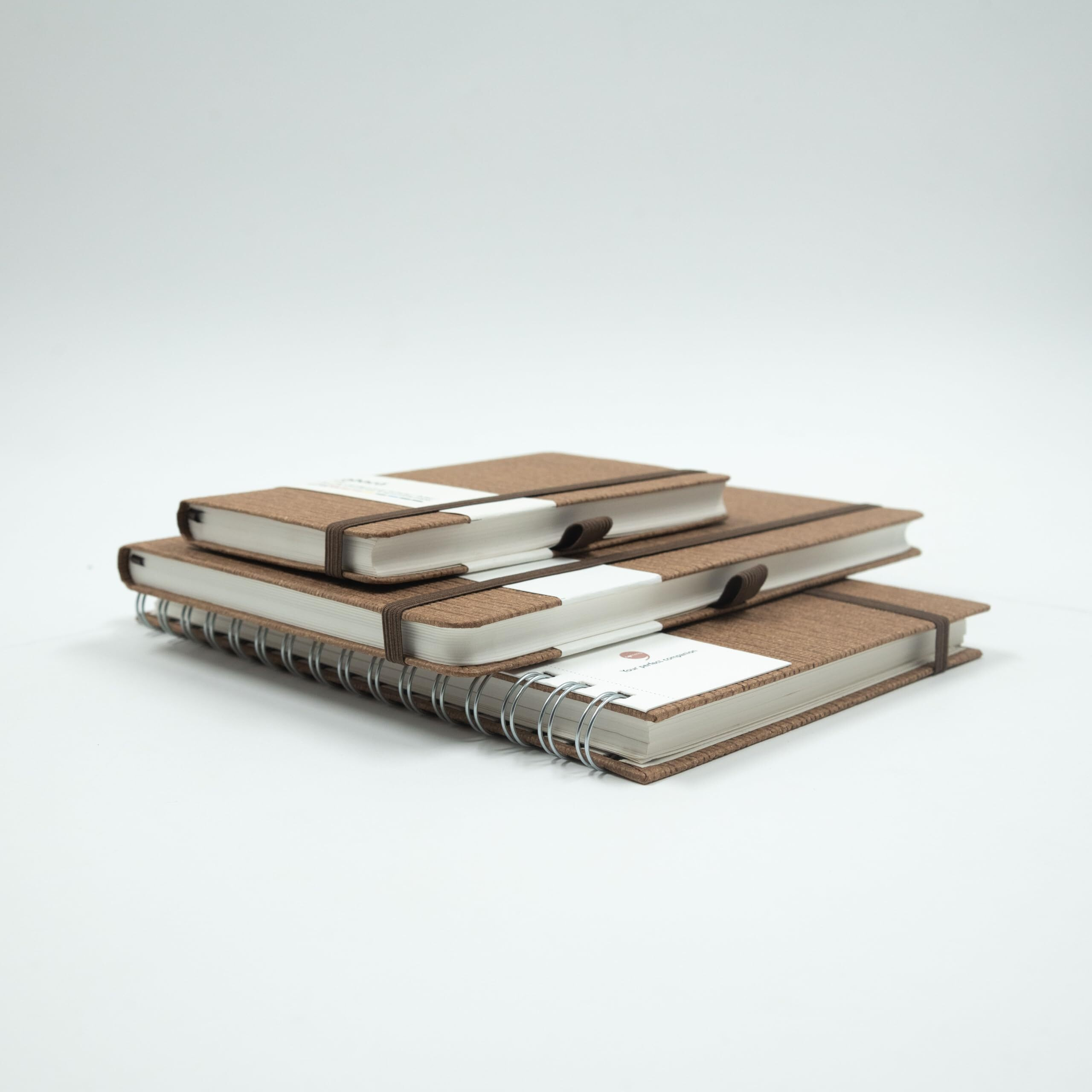 COMMA Abaca Combo | A5 Size Hard Bound, A5 Size Wire-O-Bound Notebook and A6 Size Pocket Notebook | 192 Pages ( A5 HB & A6 HB ) and 200 Pages (A5 WB) | 80gsm Natural Shade Paper | Textured Cover Material - (Walnut Brown)