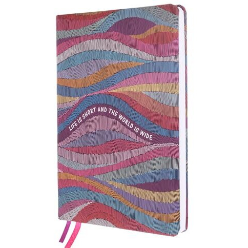 DOODLE Hard Bound Soft Foam Padded Hard Cover Paper Notebook | Compact A5 Size (8.25 x 5.7) | 160 Pages, 80 gsm | Flat Opening | Round Corners | Soft Foam Padding | 2 Bookmark Ribbons -Whimsical Waves