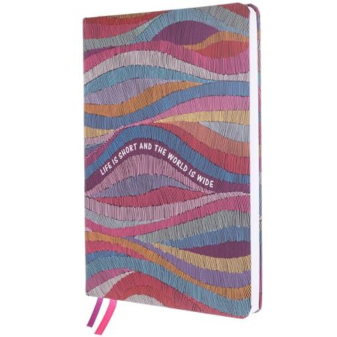 DOODLE Hard Bound Soft Foam Padded Hard Cover Paper Notebook | Compact A5 Size (8.25 x 5.7) | 160 Pages, 80 gsm | Flat Opening | Round Corners | Soft Foam Padding | 2 Bookmark Ribbons -Whimsical Waves