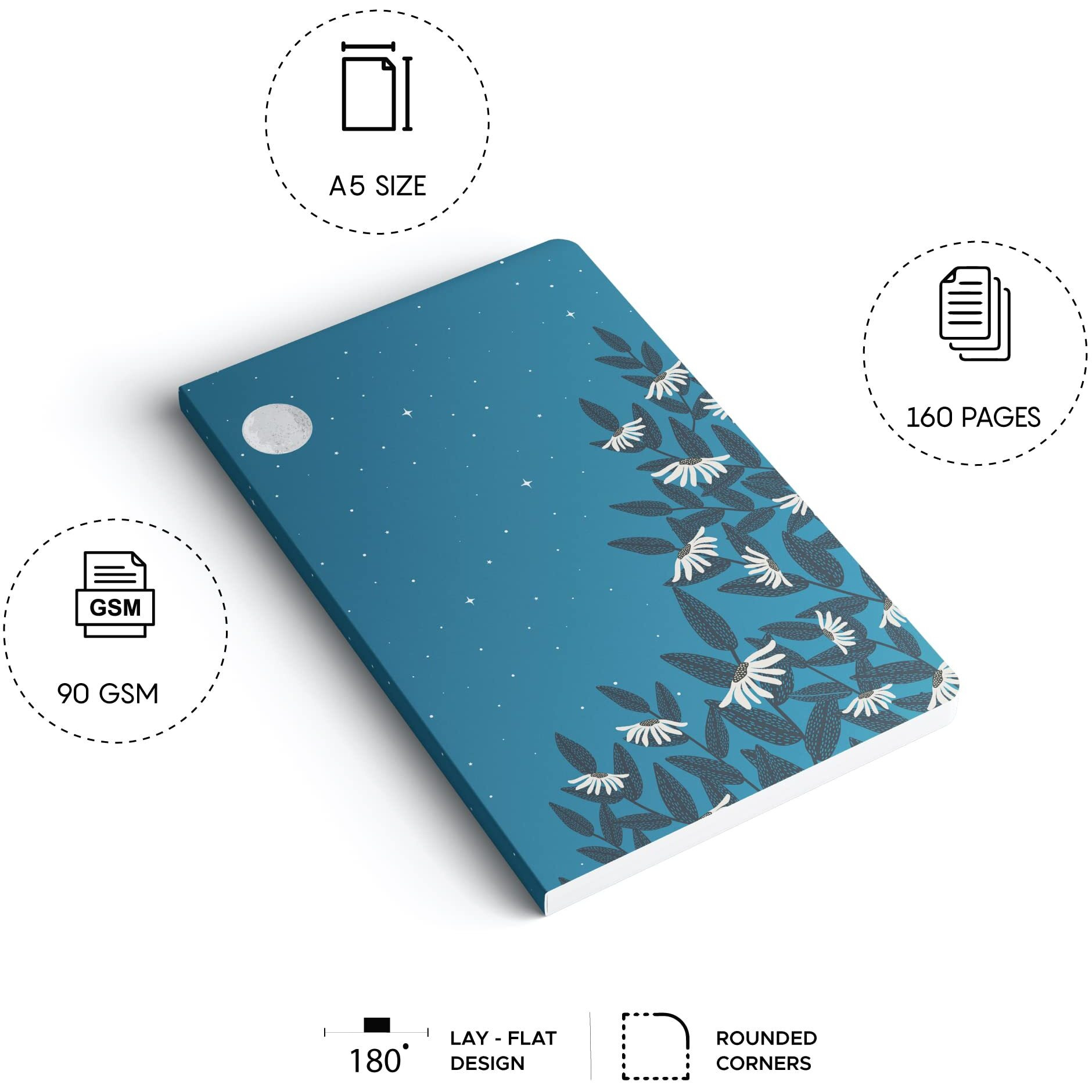 FACTOR NOTES A5 Notebook Ruled | 90 GSM | 160 Pages (Full Moon)