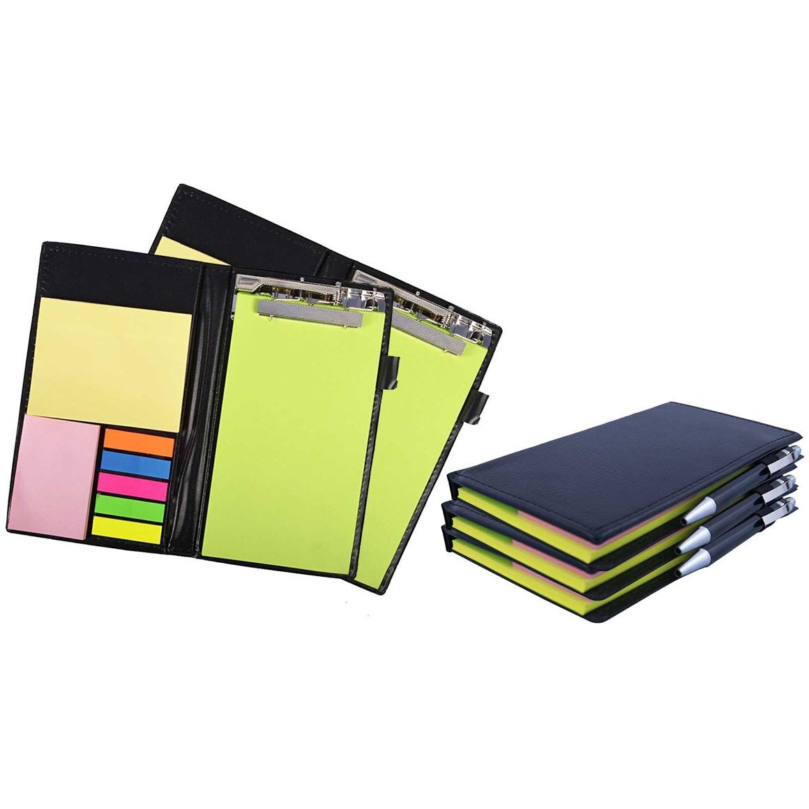 COI Memo Note Pad/Memo Note Book with Sticky Notes & Clip Holder in Diary Style (Neon 5 pcs)