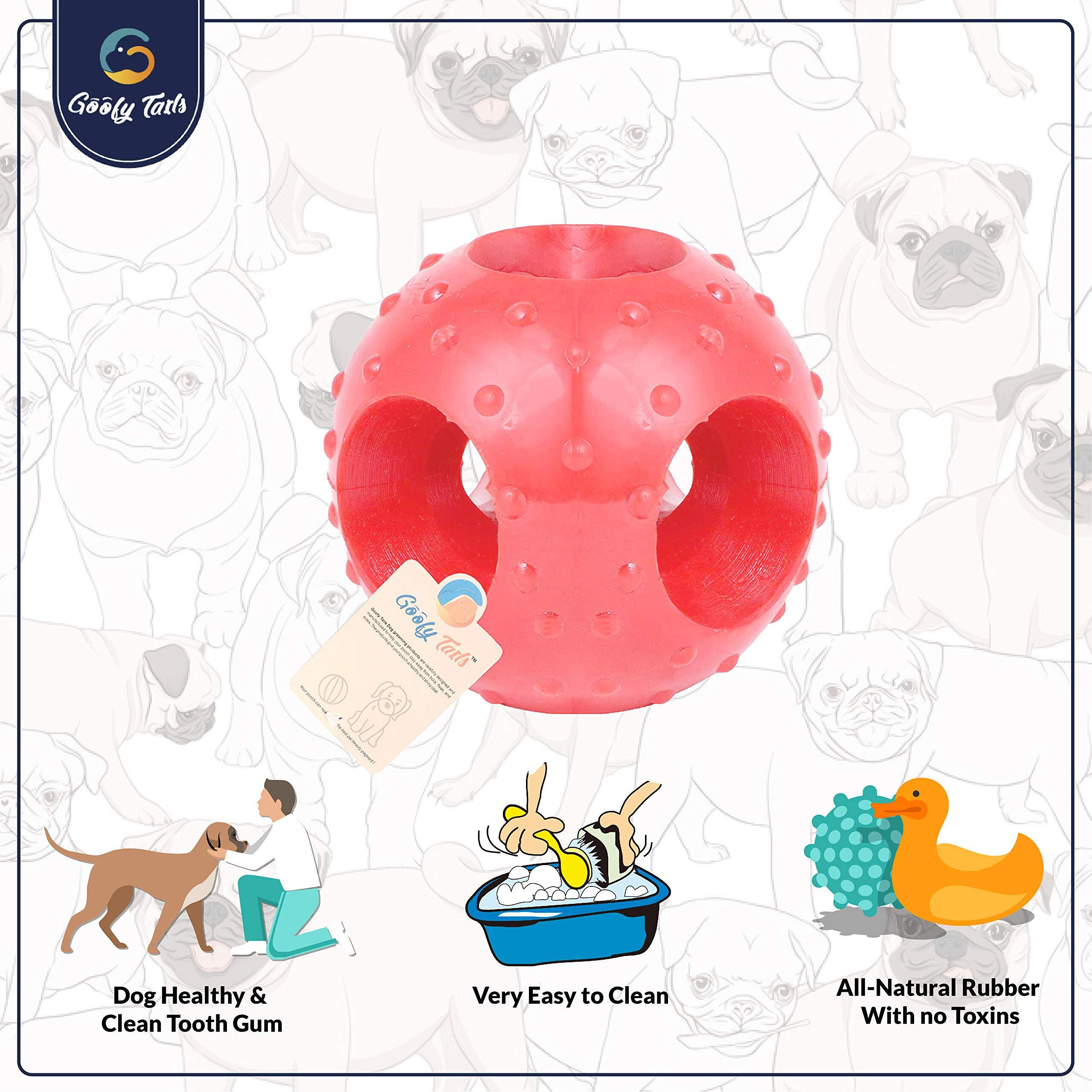 Goofy Tails Dog Ball Dog Toys, Hole Ball (Large) Dog Toy Ball, Non Toxic Dog Toy for All Breeds, Rubber Chew Toys for Dogs, Ideal for All Breeds, Large/Red