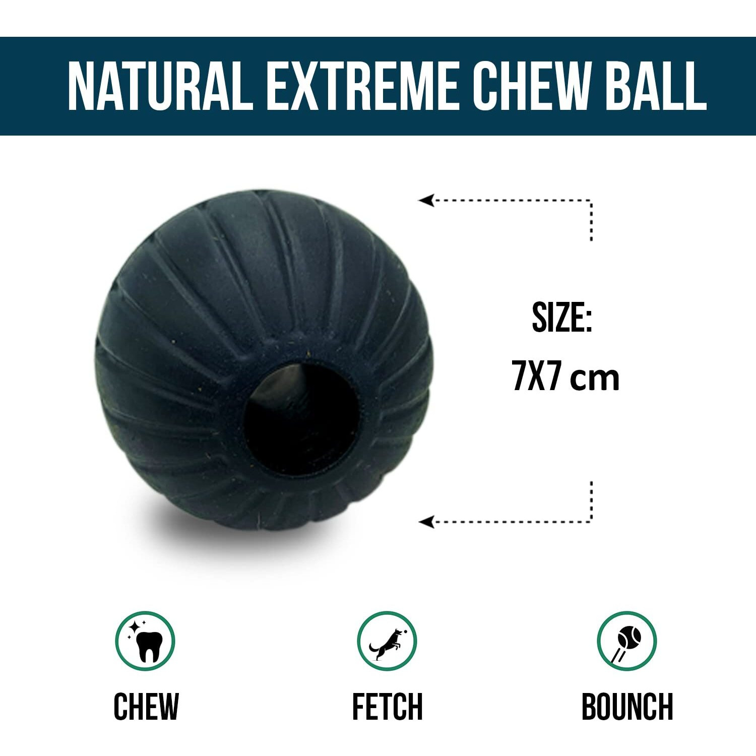 Goofy Tails Dog Ball Dog Toys, Extreme Natural Rubber Ball for Dogs, Durable Ball for Aggressive Chewers, Safe and Non-Toxic Chew Toys for Dogs, Ideal Fetch Pet Toy for All Breeds