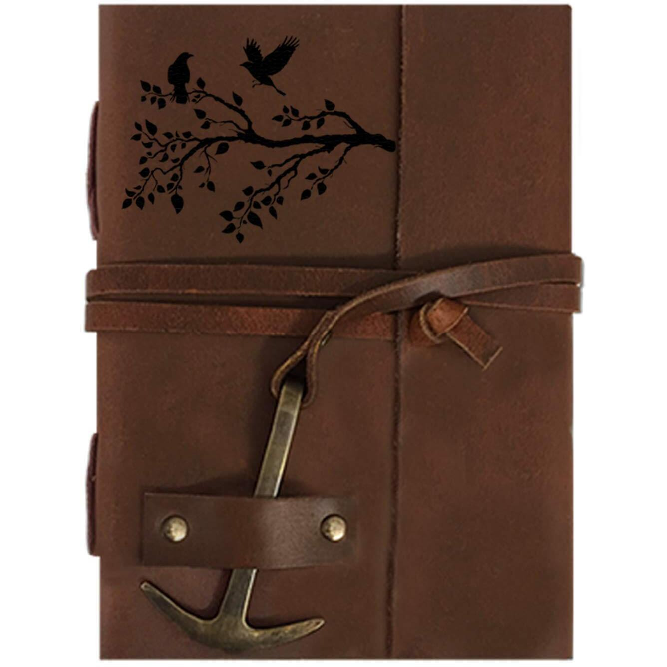 RJKART Handcrafted Leather Cover Classic Vintage Design Writing Diary Notebook Journal Planner Unruled Notepad Sketchbook Personal Diaries for Men and Women - A5 Size (200 Pages-120 GSM)