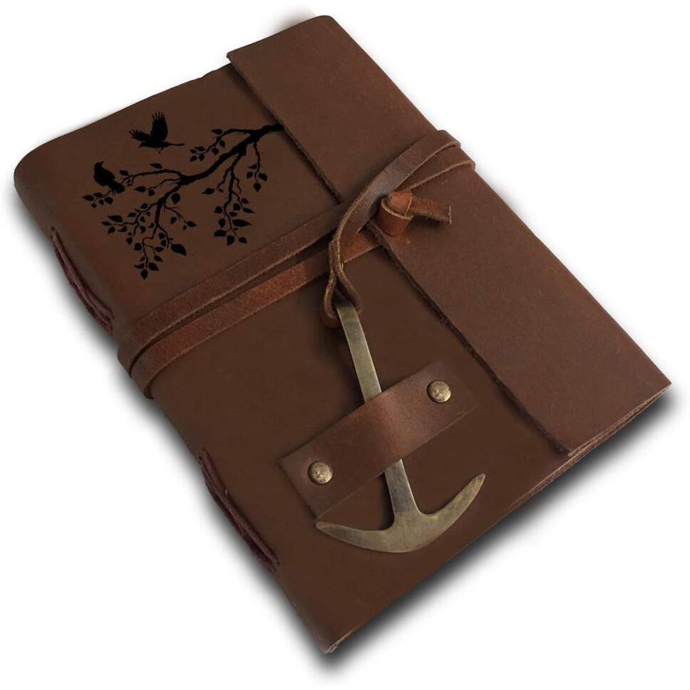 RJKART Handcrafted Leather Cover Classic Vintage Design Writing Diary Notebook Journal Planner Unruled Notepad Sketchbook Personal Diaries for Men and Women - A5 Size (200 Pages-120 GSM)