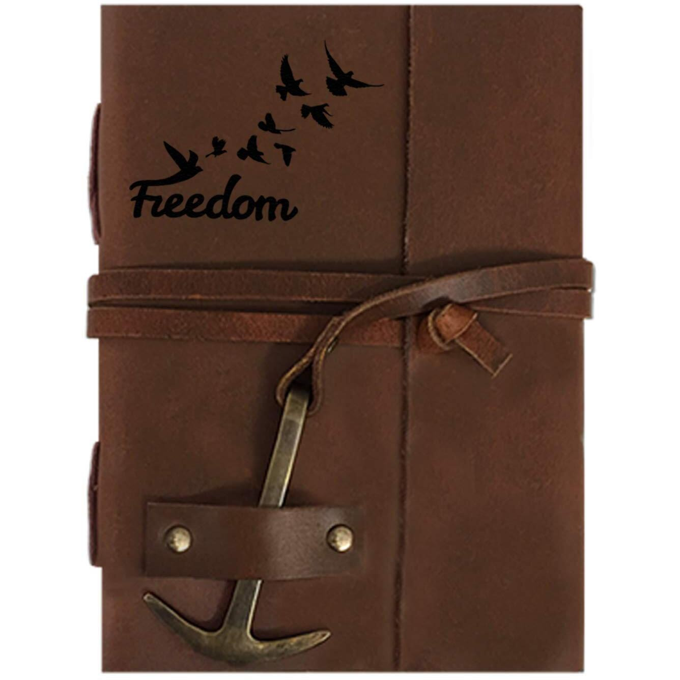 RJKART Handcrafted Leather Cover Classic Vintage Design Writing Diary Notebook Journal Planner Unruled Notepad Sketchbook Personal Diaries for Men and Women - A5 Size (200 Pages-120 GSM)