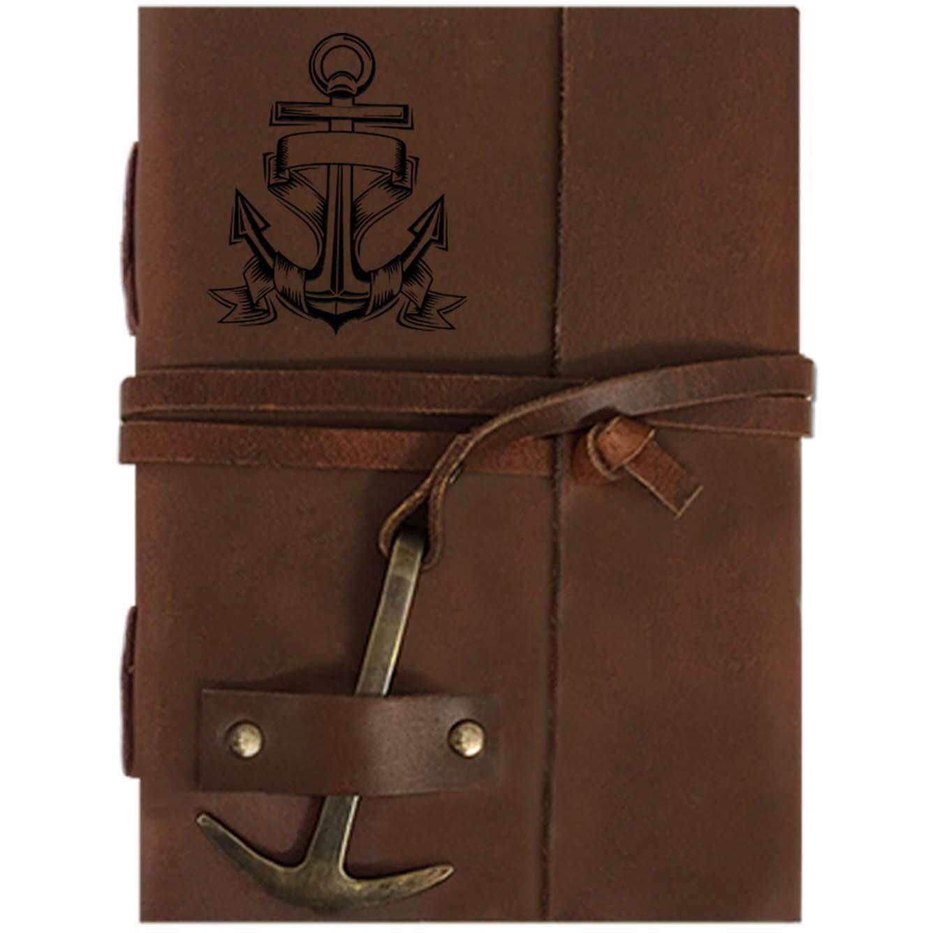 RJKART Handcrafted Leather Cover Classic Vintage Design Writing Diary Notebook Journal Planner Unruled Notepad Sketchbook Personal Diaries for Men and Women - A5 Size (200 Pages-120 GSM)