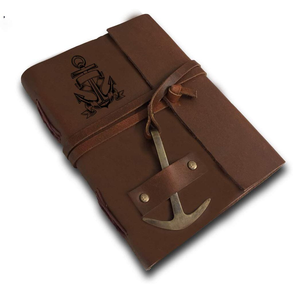 RJKART Handcrafted Leather Cover Classic Vintage Design Writing Diary Notebook Journal Planner Unruled Notepad Sketchbook Personal Diaries for Men and Women - A5 Size (200 Pages-120 GSM)