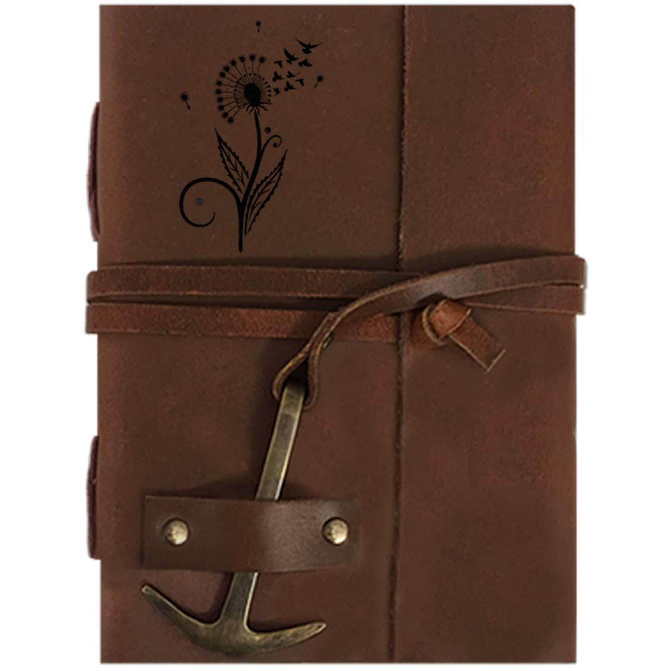 RJKART Handcrafted Leather Cover Classic Vintage Design Writing Diary Notebook Journal Planner Unruled Notepad Sketchbook Personal Diaries for Men and Women - A5 Size (200 Pages-120 GSM)