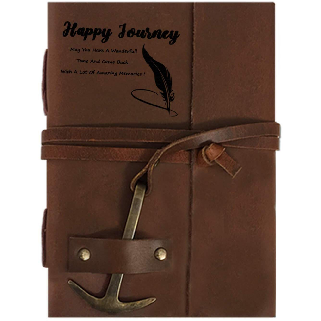 RJKART Handcrafted Leather Cover Classic Vintage Design Writing Diary Notebook Journal Planner Unruled Notepad Sketchbook Personal Diaries for Men and Women - A5 Size (200 Pages-120 GSM)