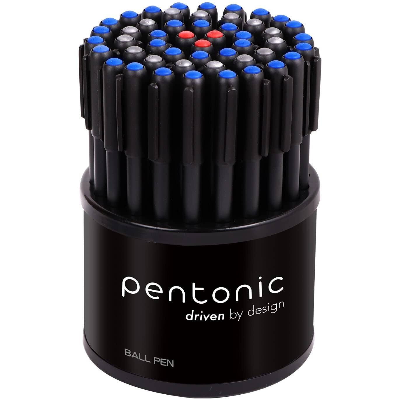 Pentonic 0.7mm Ball Point Pen Tumbler Pack | Black Body | Blue, Black & Red Ink | Pack of 50 Pens