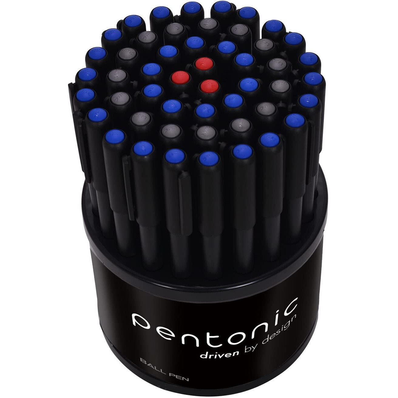 Pentonic 0.7mm Ball Point Pen Tumbler Pack | Black Body | Blue, Black & Red Ink | Pack of 50 Pens